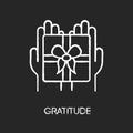 Gratitude chalk white icon on black background