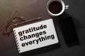 Gratitude changes everything, text words typography written on paper, life and business motivational inspirational Royalty Free Stock Photo