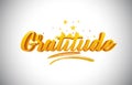 Gratitude Golden Yellow Word Text with Handwritten Gold Vibrant Colors Vector Illustration