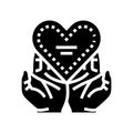 gratitude heart succes challenge glyph icon vector illustration