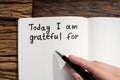 Gratitude Journal Concept. Writing I Am Grateful