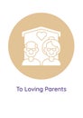 Gratitude to parents greeting card with glyph icon element