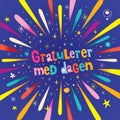 Gratulerer med dagen Happy Birthday in Norwegian greeting card