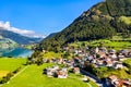 Graun im Vinschgau, a town on Lake Reschen in South Tyrol, Italy Royalty Free Stock Photo
