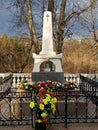 The grave of Alexander Pushkin in the village Pushkin Hills. Russia, April 2019