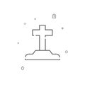 Grave, burial simple vector line icon. Symbol, pictogram, sign isolated on white background. Editable stroke Royalty Free Stock Photo