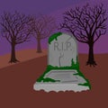 Grave In The Cemetery Cartoon Vector Illustration
