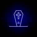 grave, coffin, death outline blue neon icon. detailed set of death illustrations icons. can be used for web, logo, mobile app, UI