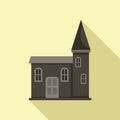 Grave creepy house icon flat vector. Scary fear