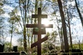 Grave cross on the Orthodox Christian cemetery at sunny day. Royalty Free Stock Photo