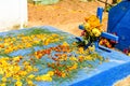 Grave decorated with flowers for All Saints Day, Guatemala