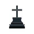 Grave design black memorial monument halloween holiday vector icon. Cemetery tombstone pictogram mystery rip