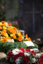 Grave with flowers Royalty Free Stock Photo