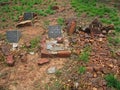 GRAVE OF GUSTAV SHOEMAN PRELLER AND MERLE PRELLER JUST BEYOND IN THE PRELLER FARM CEMETARY AT WELGEGUND, BRITS