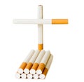 Grave headstone and cross of cigarettes Royalty Free Stock Photo