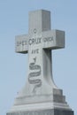 Grave headstone cross with pious Catholic Latin inscription