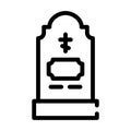 grave headstone line icon vector illustration black