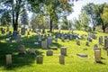 Grave Headstones on the Side of a Hill