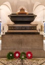 Grave of Horatio Nelson in the crypt of St Paul's Cathedral Royalty Free Stock Photo
