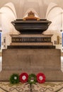 Grave of Horatio Nelson in the crypt of St Paul's Cathedral