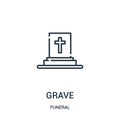 grave icon vector from funeral collection. Thin line grave outline icon vector illustration. Linear symbol for use on web and