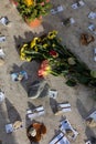 A grave of Jean-Paul Sartre and Simone de Beauvoir on Montparnasse Cemetery, Paris, France. A famous couple, was of the most