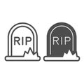 Grave, rip, tombstone, halloween, cemetary line and solid icon, halloween concept, headstone vector sign on white