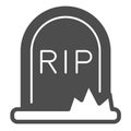 Grave, rip, tombstone, halloween, cemetary solid icon, halloween concept, headstone vector sign on white background