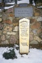 Grave site of Wild Bill Hickock, infamous outlaw in Mount Moriah Cemetery, Deadwood, SD in winter snow Royalty Free Stock Photo