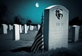 Grave of a soldier - war veteran with American flag. AI Generated