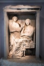 Grave stele of Demetria and Pamphile in Kerameikos archaeological museum in Athens Greece