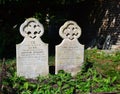 Grave stones in the yard of St. Andrew and St. Mary church of Grantchester Royalty Free Stock Photo