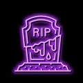 grave zombie dead neon glow icon illustration