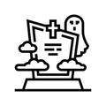 grave zombie evil line icon vector illustration