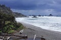 Ecola State Park on Oregon Coast with Seastacks and Dramatic Weather near Cannon Beach, Pacific Northwest, USA