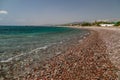 Gravel beach at Kiotari on Rhodes island, Greece