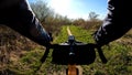 Gravel bicycle in the city park on the spring season