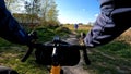 Gravel bicycle in the city park on the spring season