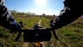 Gravel bicycle in the city park on the spring season