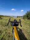 Gravel bicycle in the city park on the summer season