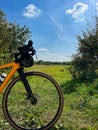 Gravel bicycle in the city park on the summer season