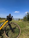 Gravel bicycle in the city park on the summer season