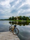 Gravel bicycle in the city park on the summer season