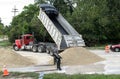 Gravel from a dump truck