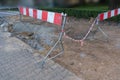 Gravel Footpath, Street Repair, Pits on Road, Walking Street Under Construction Royalty Free Stock Photo