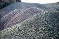 Gravel gray stone textures asphalt mix concrete in road construction. Pile rock and stone for Industrial Royalty Free Stock Photo