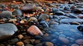 Intense Color Saturation And Tilt-shift Lenses: Captivating Rocks In A River