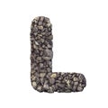 Gravel letter L - Capital 3d crushed rock font - nature, environment, building materials or real estate concept