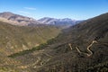 Gravel mountain pass zig-zag down into the valley of Gamkaskloof Royalty Free Stock Photo