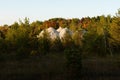 Gravel mountains in an autumn forest, Bracebridge, Ontario, Canada.